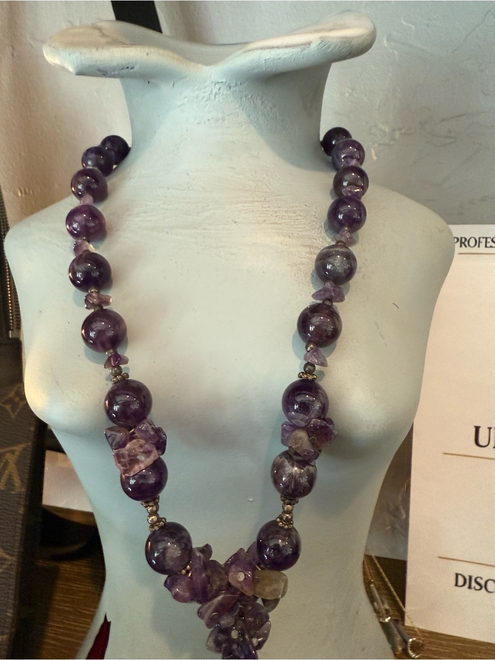 Amethyst Beaded Statement Necklace - Purple